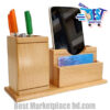 Kolom dani.Made Brown Wooden Pen Stand With Mobile Holder, For Office - Image 2