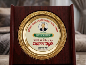 Wooden Premium Customized সম্মাননা স্মারক, গোল্ডেন রাউন্ড Atach Box Crest